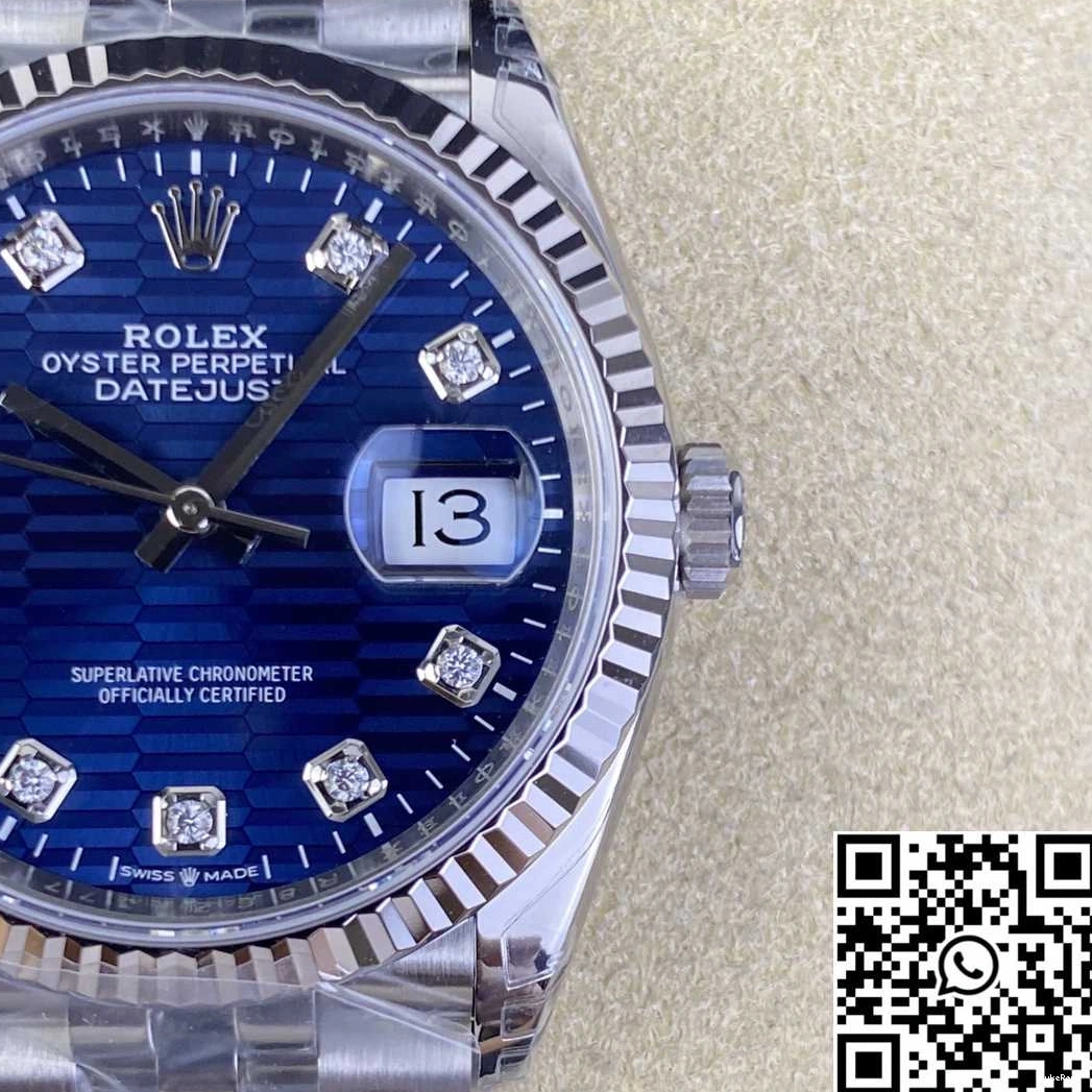 Rolex Hourmarker 36MM Dial Factory Motif Datejust Blue Diamond M126234 Steel Clean Stainless 1213